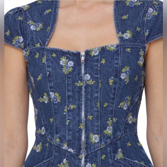 $249 Avec Les Filles Blue Floral Jumpsuit - Picture 5 of 6